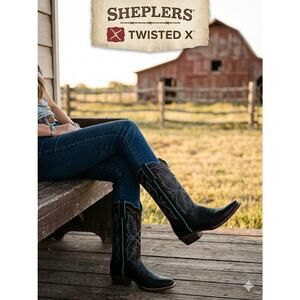 Twisted X Women's 12" Western Boots - Black/Turquoise (Size 11) NIB